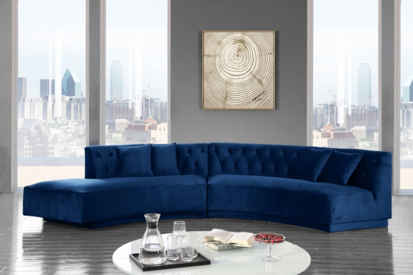 Kenzi Velvet 2pc. Sectional SKU: 641-Sectional - Venini Furniture