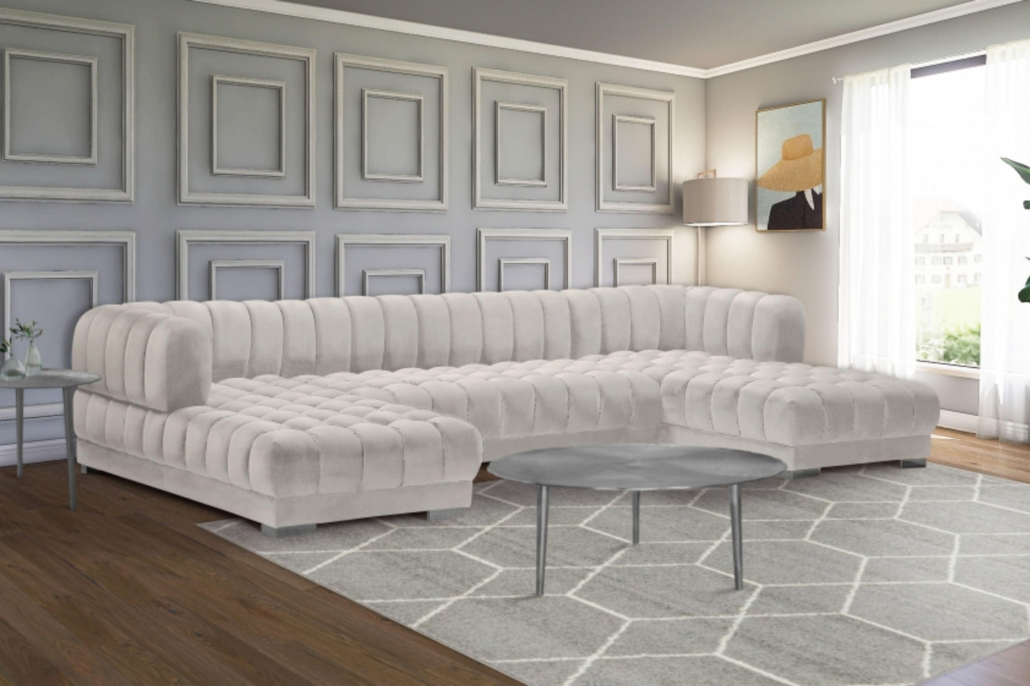 Gwen Velvet 3pc. Sectional SKU: 653-Sectional - Venini Furniture