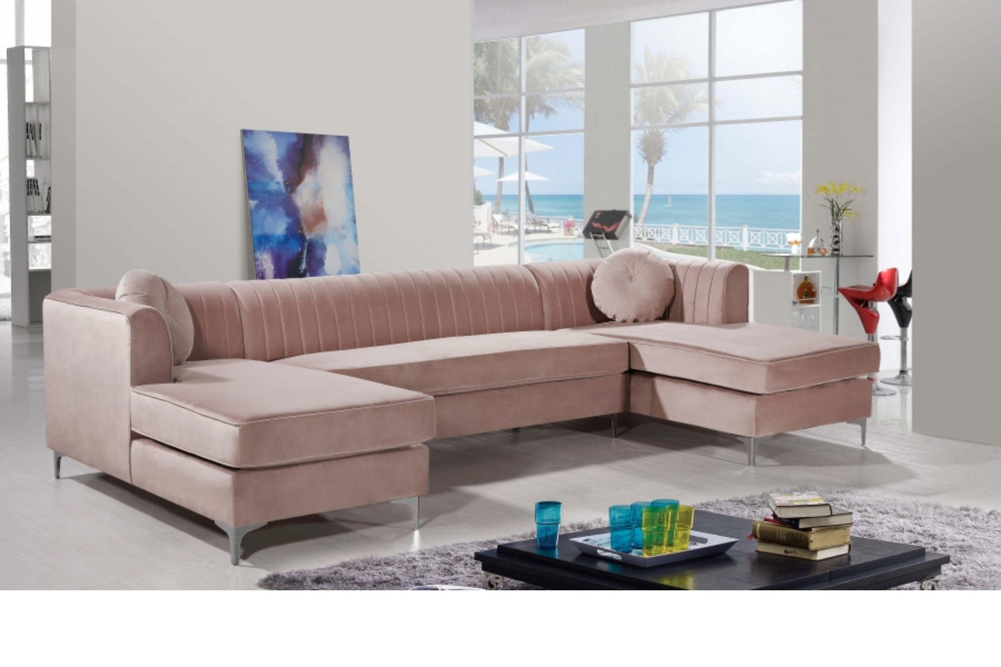 Graham Velvet 3pc. Sectional SKU: 661-Sectional - Venini Furniture