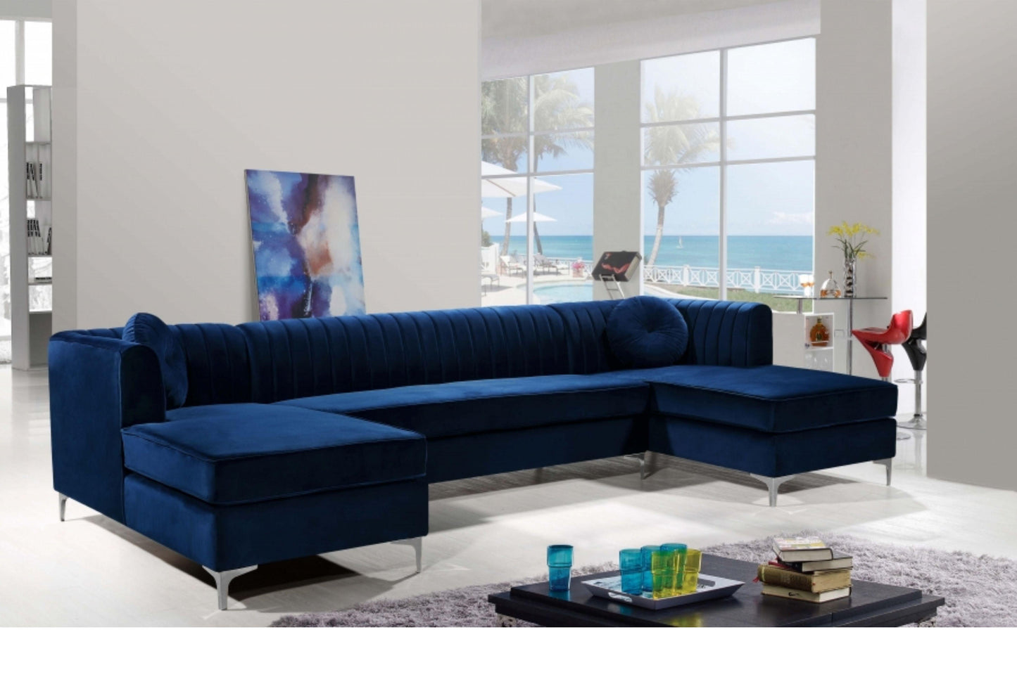 Graham Velvet 3pc. Sectional SKU: 661-Sectional - Venini Furniture