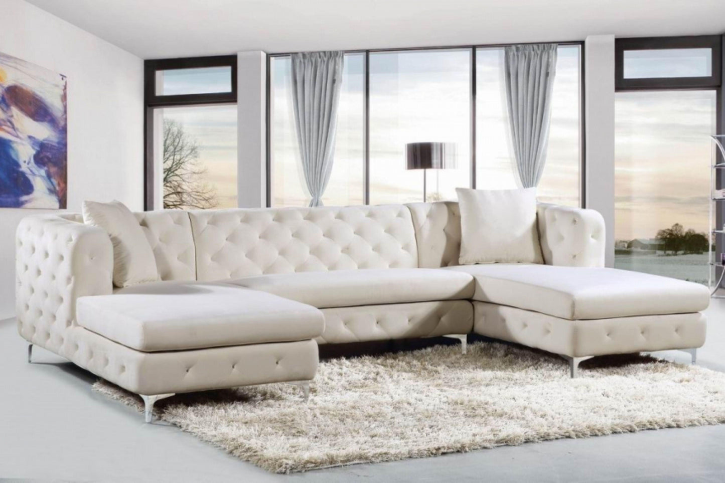 Gail Velvet 3pc. Sectional SKU: 664-Sectional - Venini Furniture