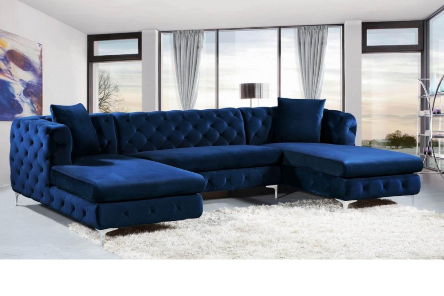 Gail Velvet 3pc. Sectional SKU: 664-Sectional - Venini Furniture