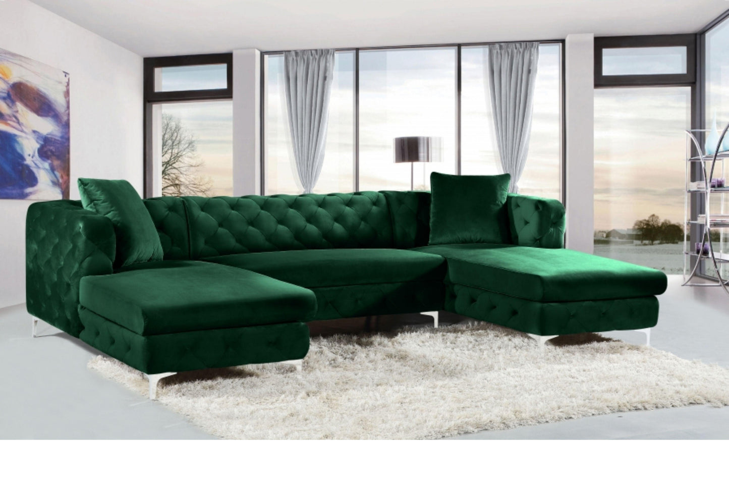 Gail Velvet 3pc. Sectional SKU: 664-Sectional - Venini Furniture