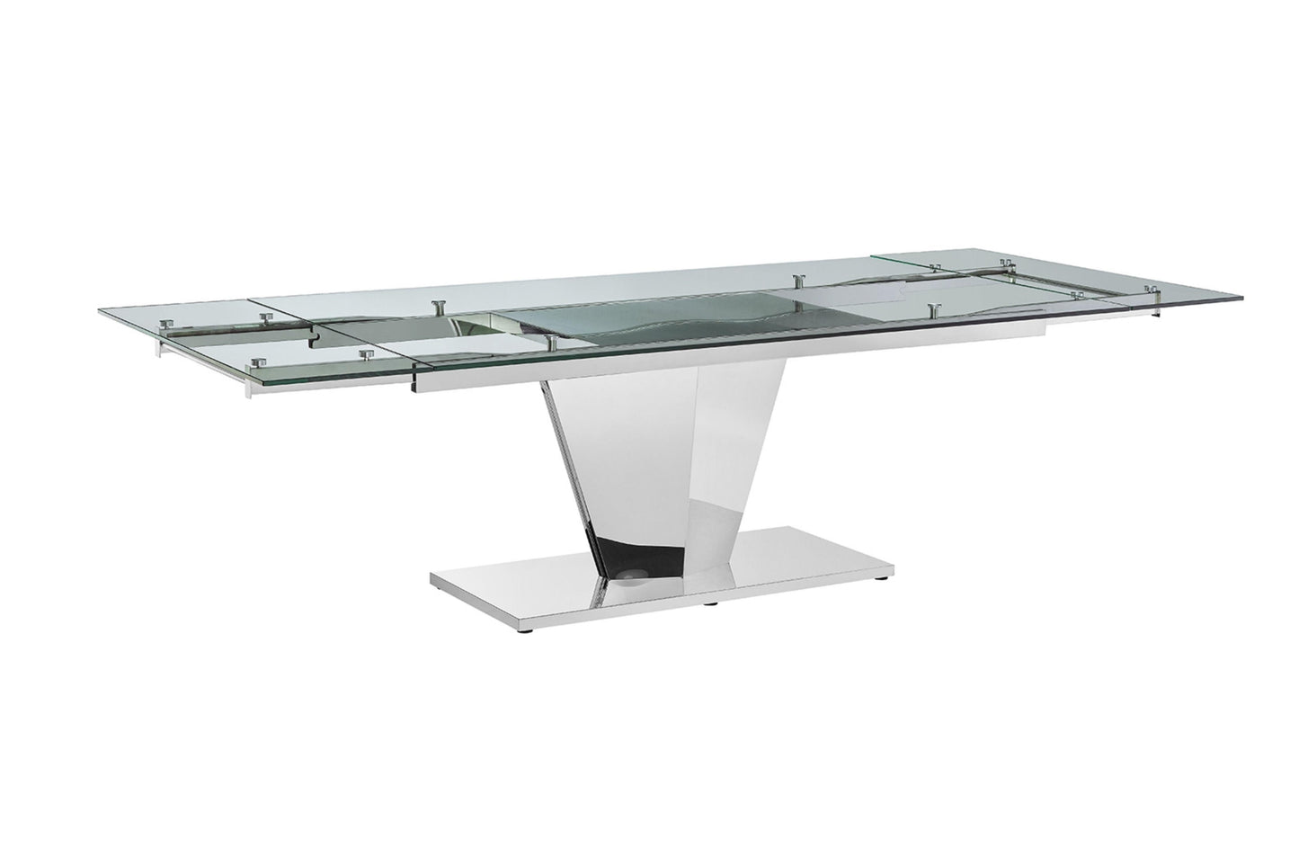extendable dining table in clear glass
