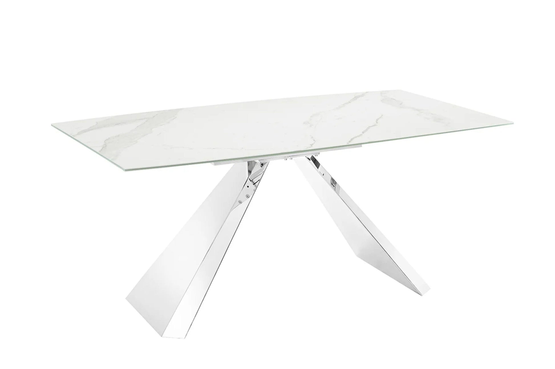 Stanza Dining Table with Polished Stainless Steel Model TC-MT04 - Venini Furniture 