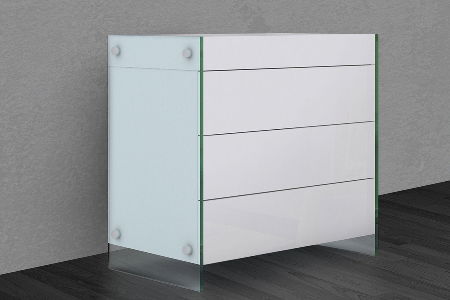 IL Vetro Dresser Model CB-111-3NS-WH - Venini Furniture