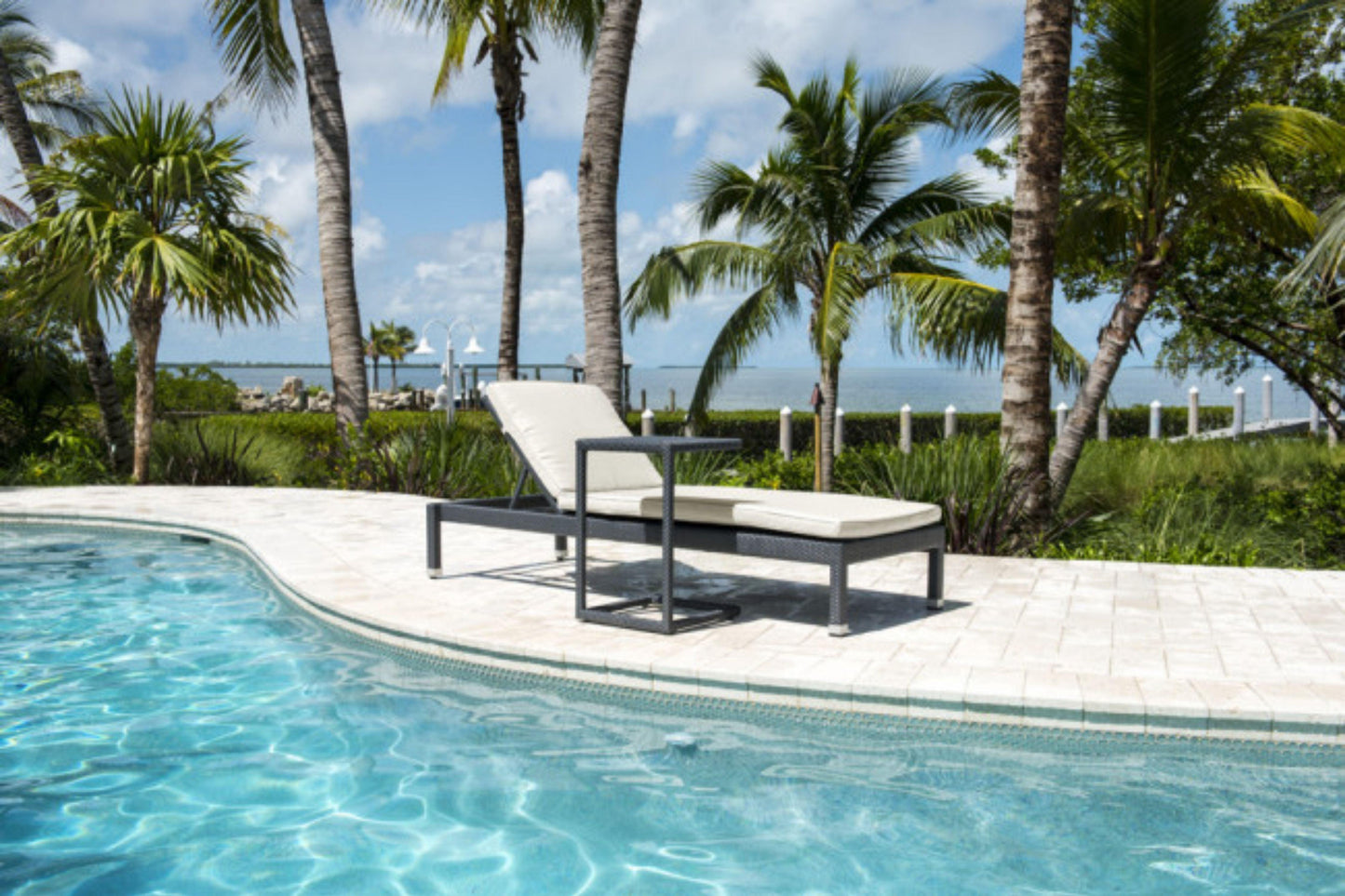 Onyx Stackable Chaise Lounge w/wheels SKU: PJO-1901-BLK-CL - Venini Furniture