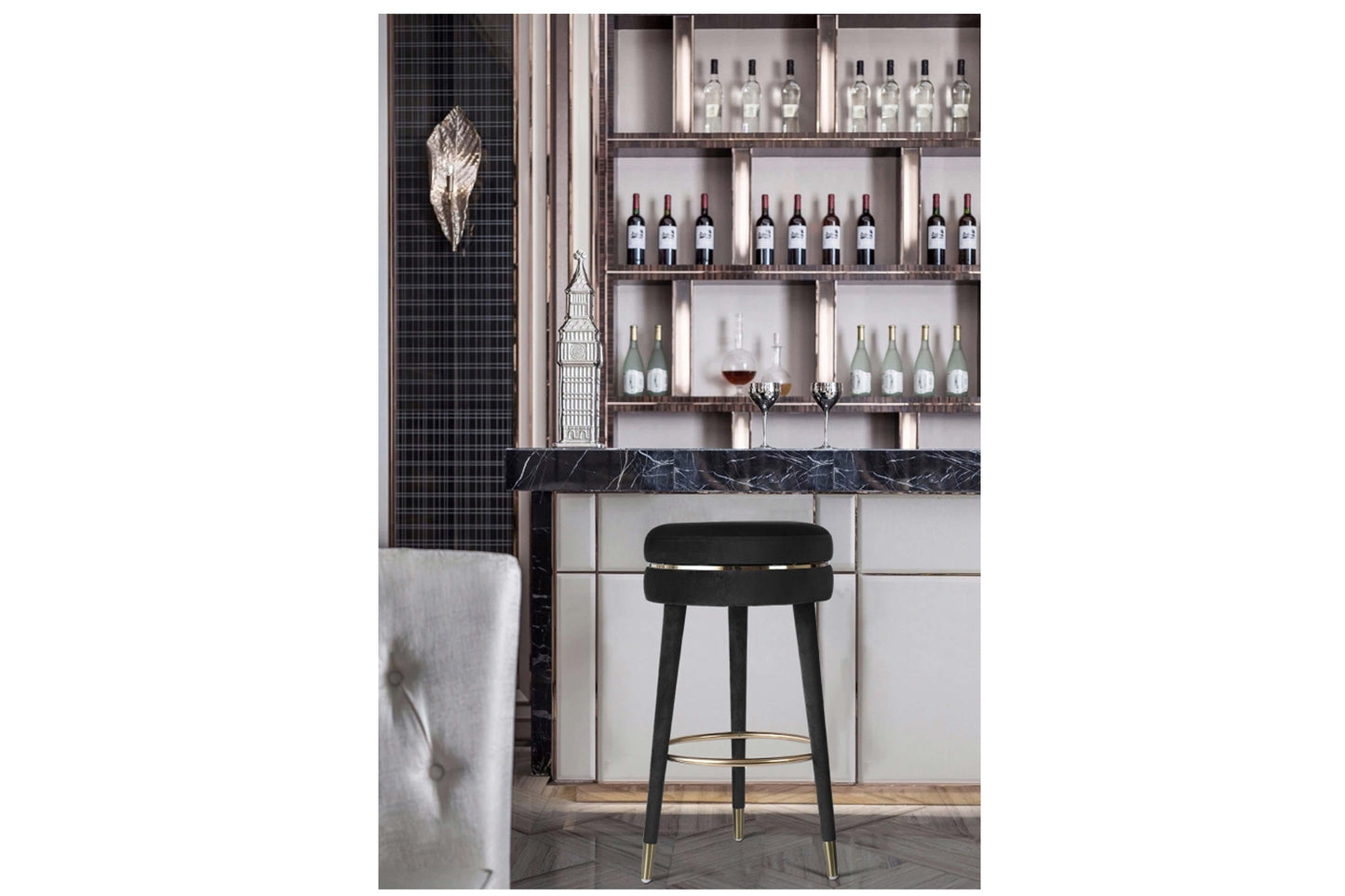 Coral Velvet Swivel Counter Stool SKU: 701-C - Venini Furniture 