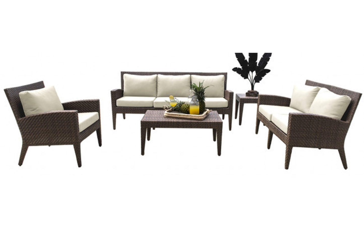 Oasis 5 PC Seating Set w/off-white cushions SKU: PJO-2201-JBP-5PS - Venini Furniture