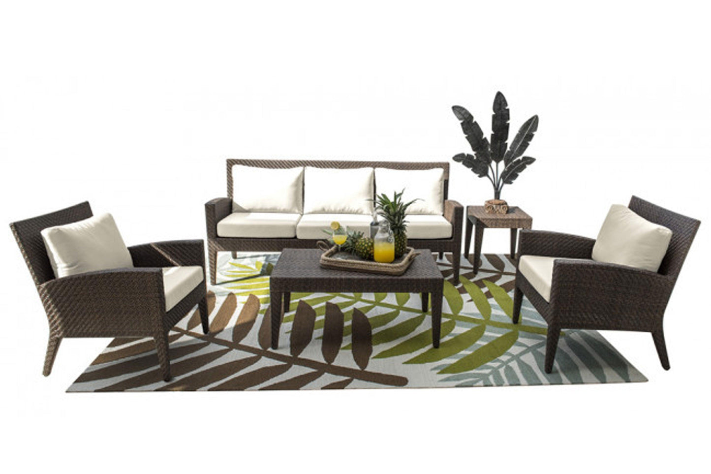 Oasis 5 PC Seating Set w/off-white cushions SKU: PJO-2201-JBP-5PS - Venini Furniture