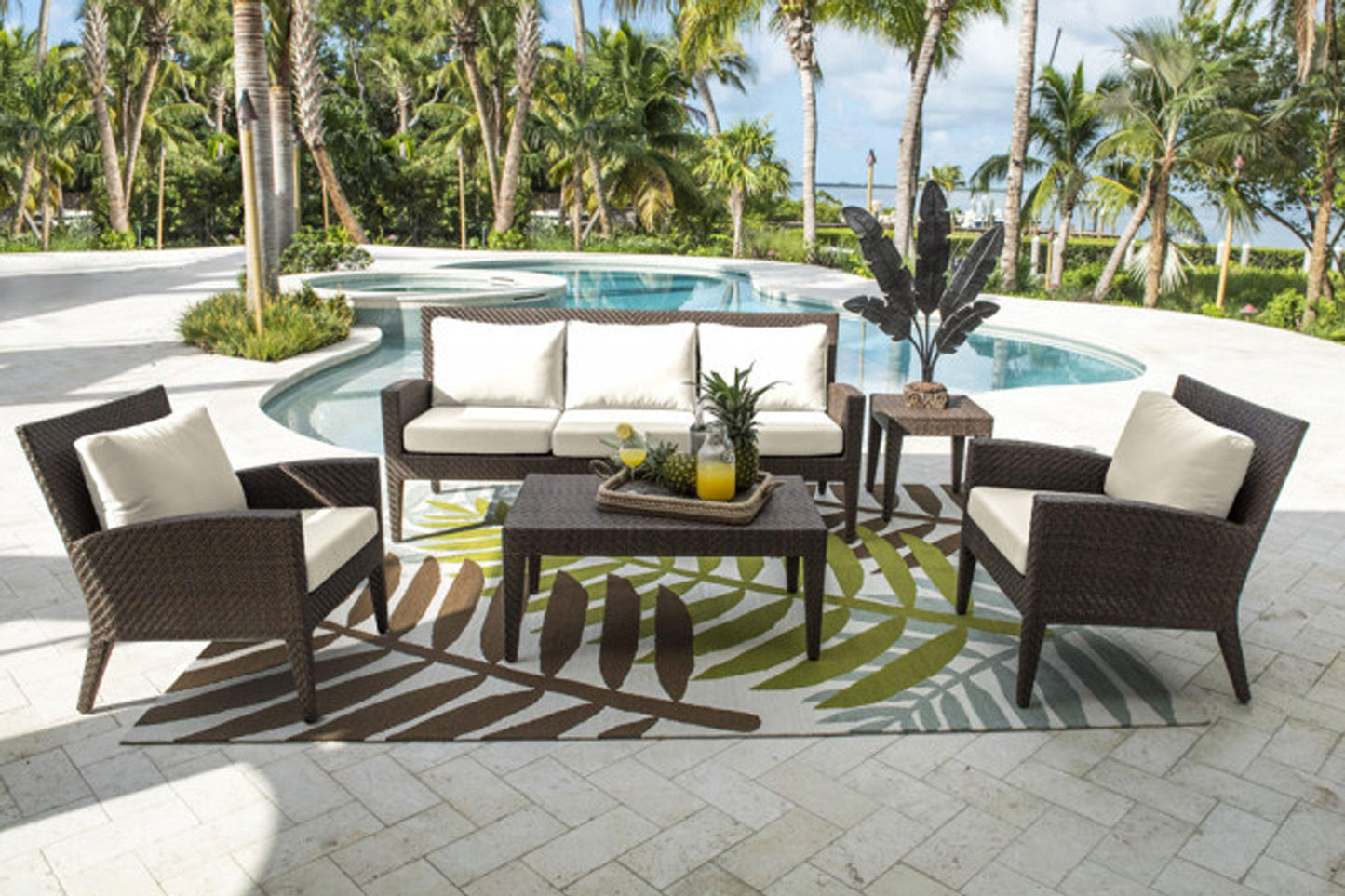 Oasis 5 PC Seating Set w/off-white cushions SKU: PJO-2201-JBP-5PS - Venini Furniture