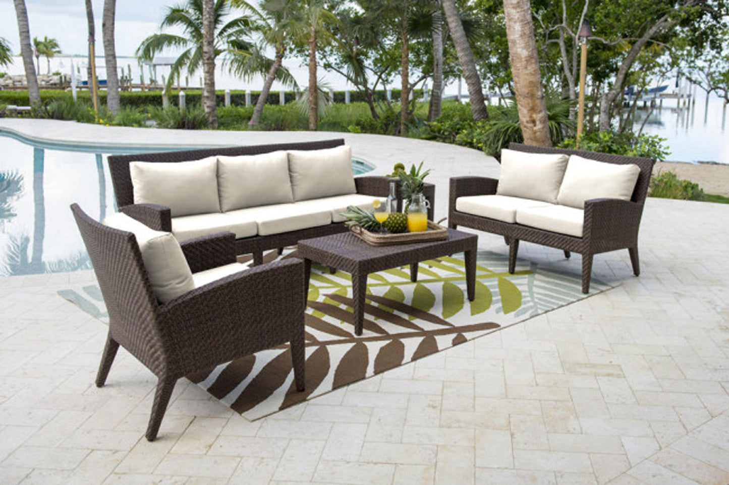 Oasis 5 PC Seating Set w/off-white cushions SKU: PJO-2201-JBP-5PS - Venini Furniture