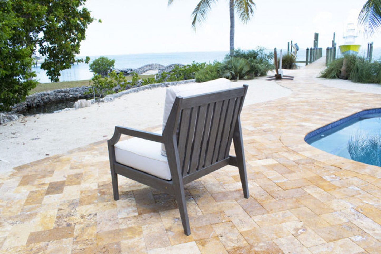 Poolside Lounge Chair w/off-white cushion SKU: PJO-2701-GRY-LC - Venini Furniture