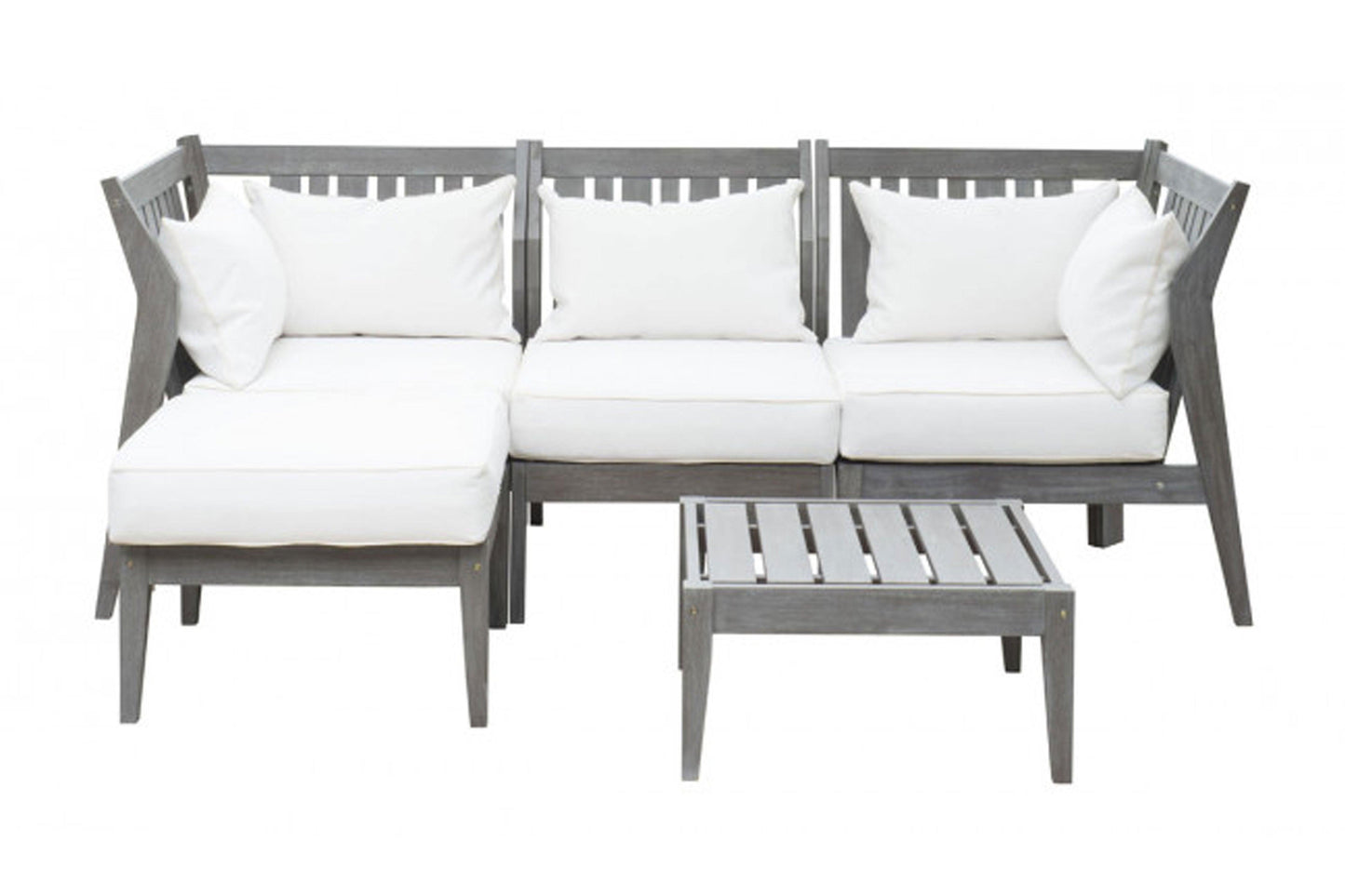 Poolside 5 PC Sectional Set w/off-white cushions SKU: PJO-2701-GRY-5SEC - Venini Furniture