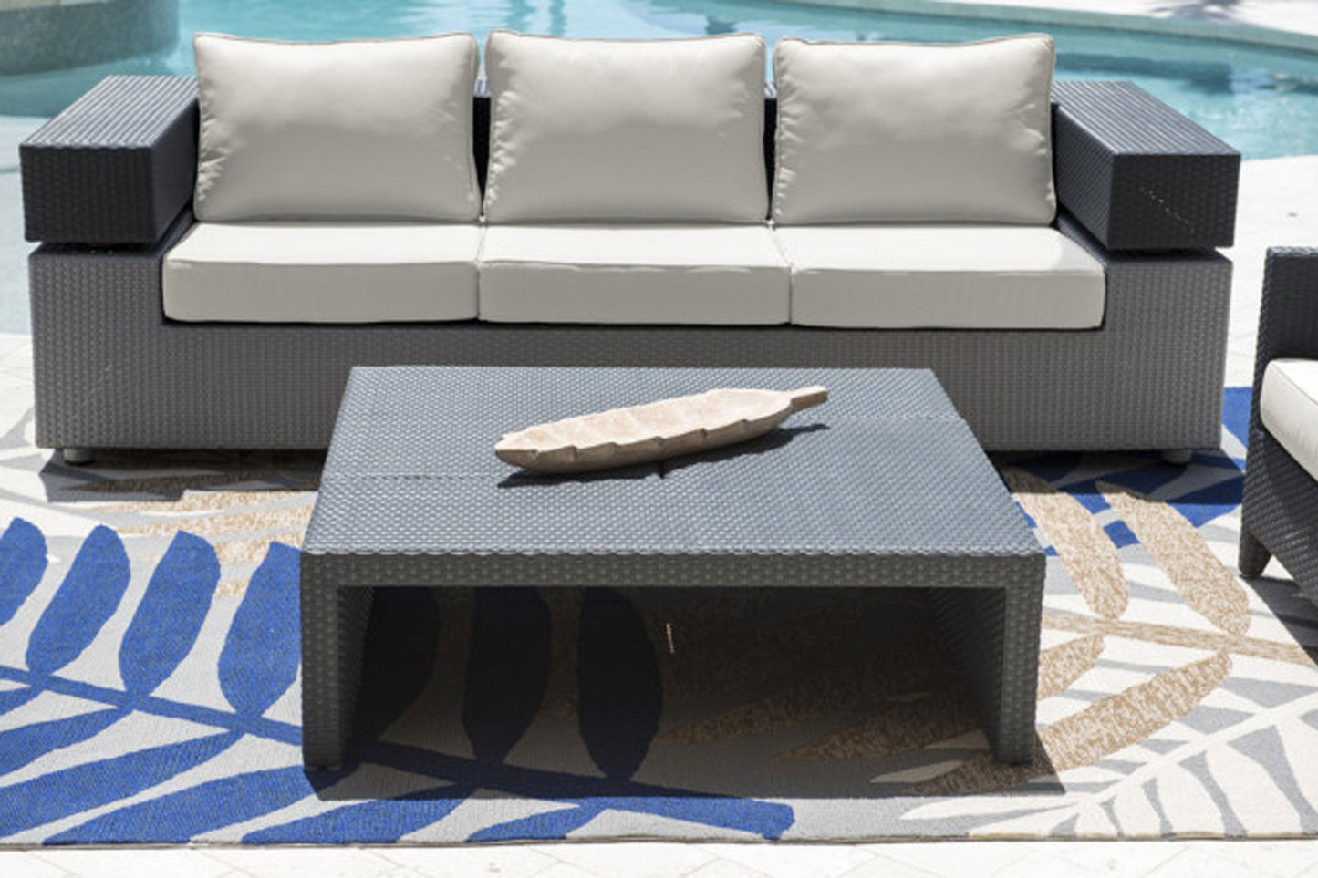 Onyx Sofa w/off-white cushion SKU: PJO-1901-BLK-S - Venini Furniture