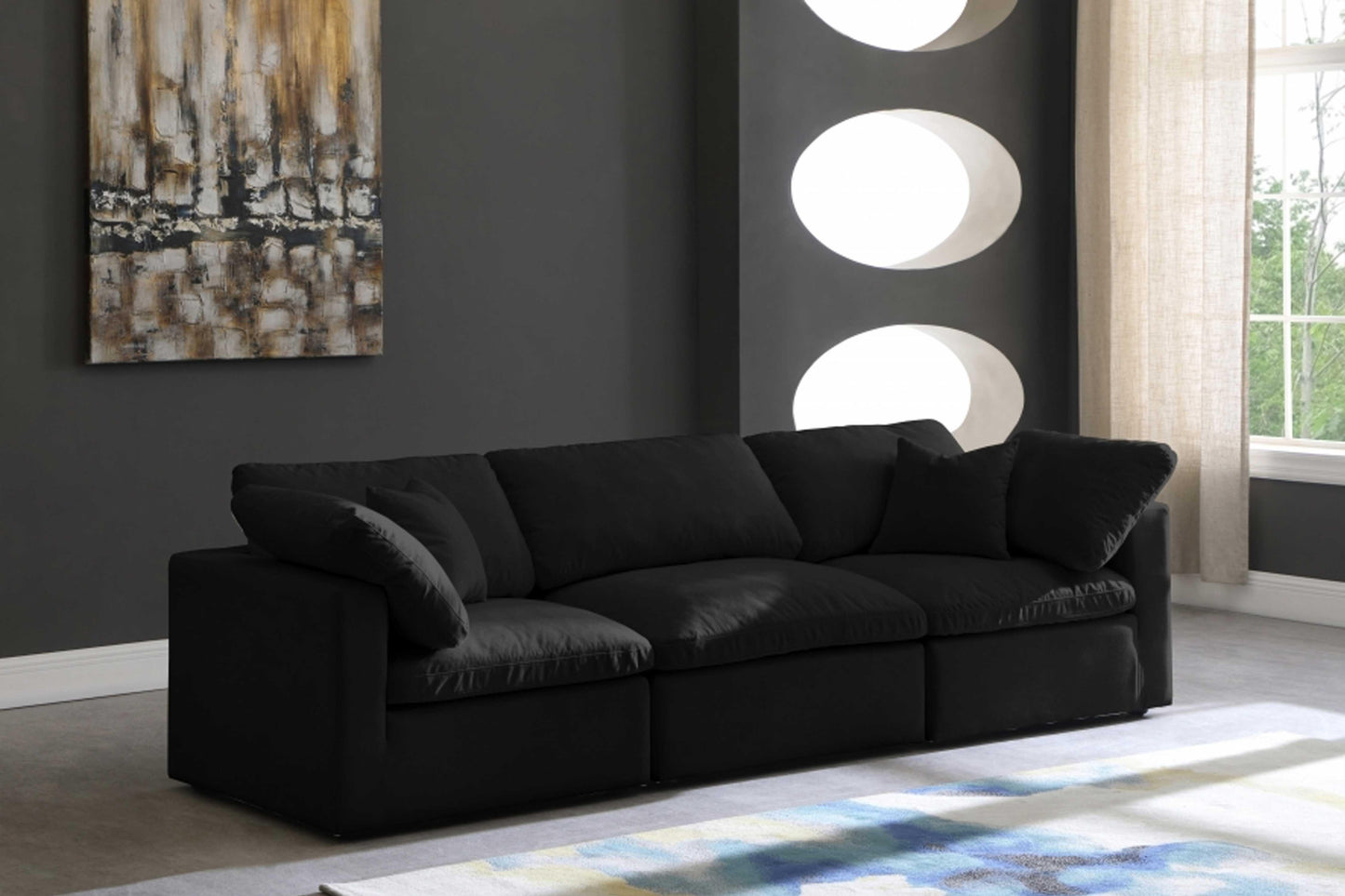 Plush Velvet Standard Modular Down Filled Cloud-Like Comfort Overstuffed 105" Sofa SKU: 602-S105 - Venini Furniture