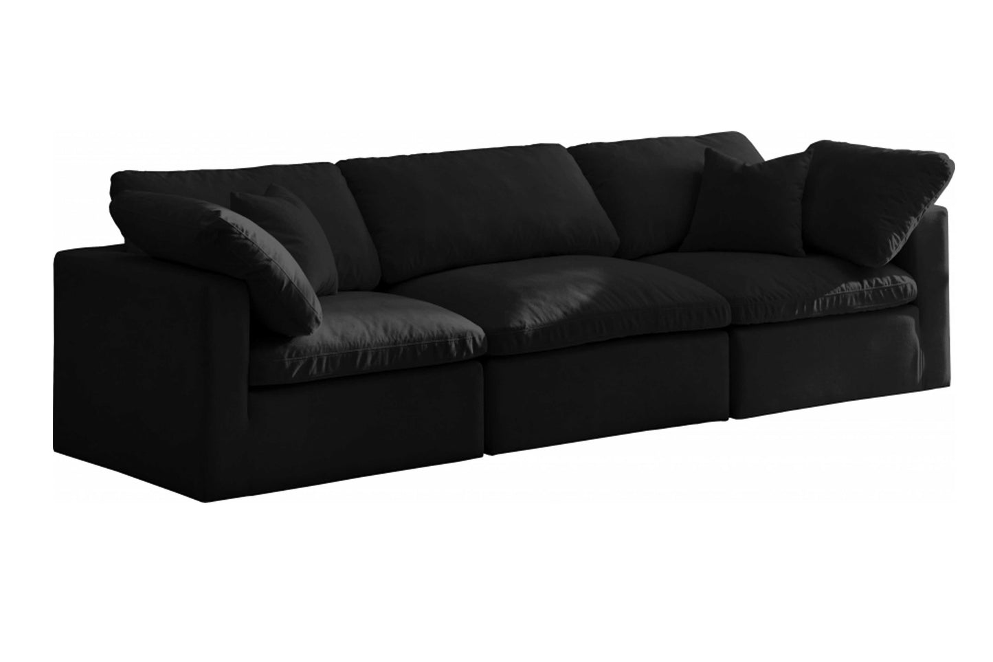 Plush Velvet Standard Modular Down Filled Cloud-Like Comfort Overstuffed 105" Sofa SKU: 602-S105 - Venini Furniture