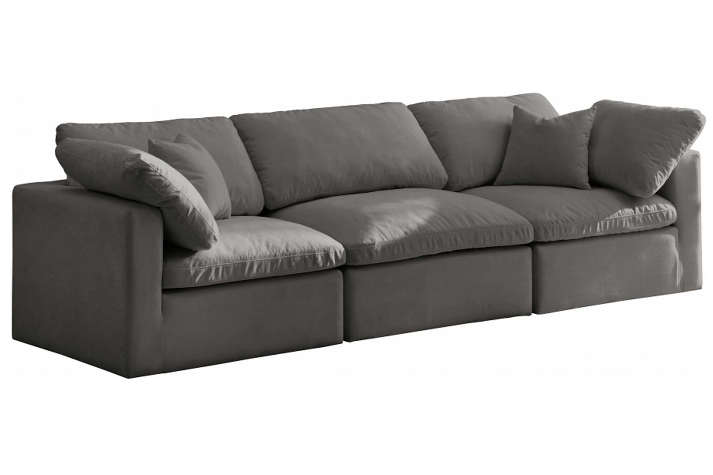 Plush Velvet Standard Modular Down Filled Cloud-Like Comfort Overstuffed 105" Sofa SKU: 602-S105 - Venini Furniture