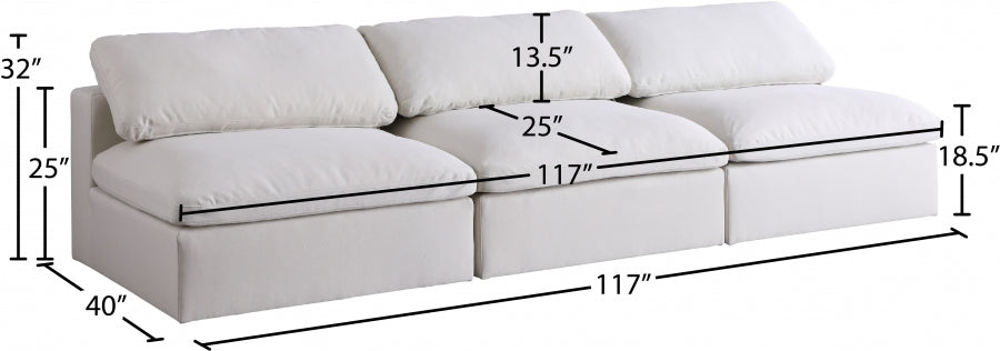 Serene Linen Textured Deluxe Modular Down Filled Cloud-Like Comfort Overstuffed 117" Armless Sofa