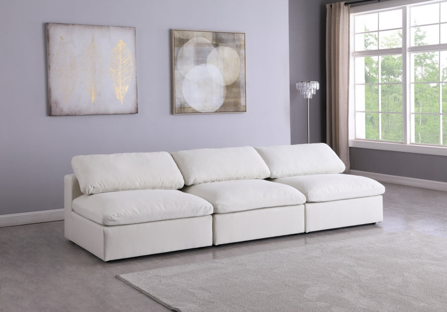 Serene Linen Textured Deluxe Modular Down Filled Cloud-Like Comfort Overstuffed 117" Armless Sofa
