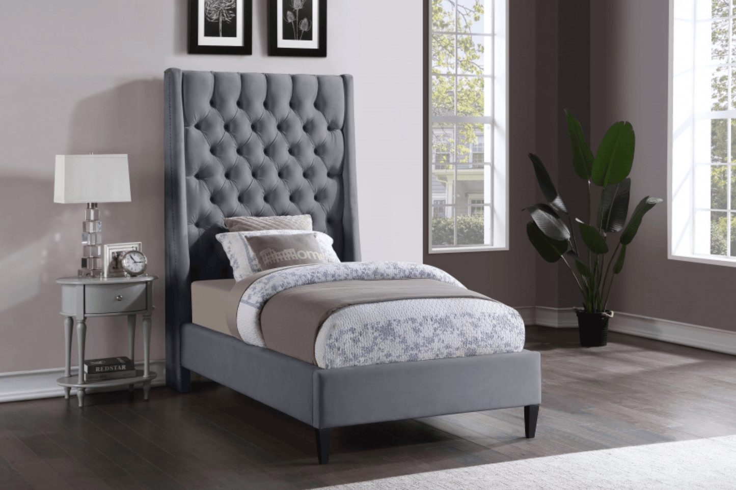 Fritz Velvet Bed SKU: Fritz - Venini Furniture 