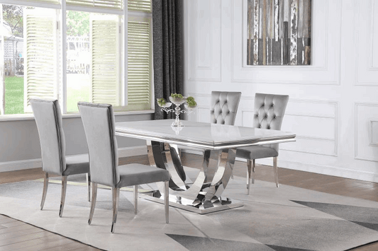 Kerwin 5-piece Rectangular Dining Table Set Grey and Chrome 111101-S5G