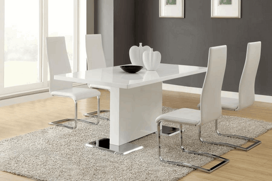 Anges 5-piece Dining Table Set White High Gloss and White 102310-S5W