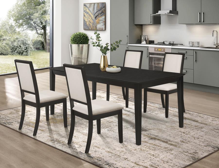 Louise 5 to 7 Piece Rectangular Extension Leaf Dining Set Black
