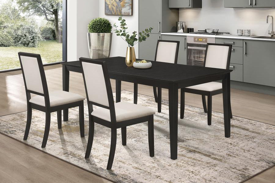 Louise 5 to 7 Piece Rectangular Extension Leaf Dining Set Black