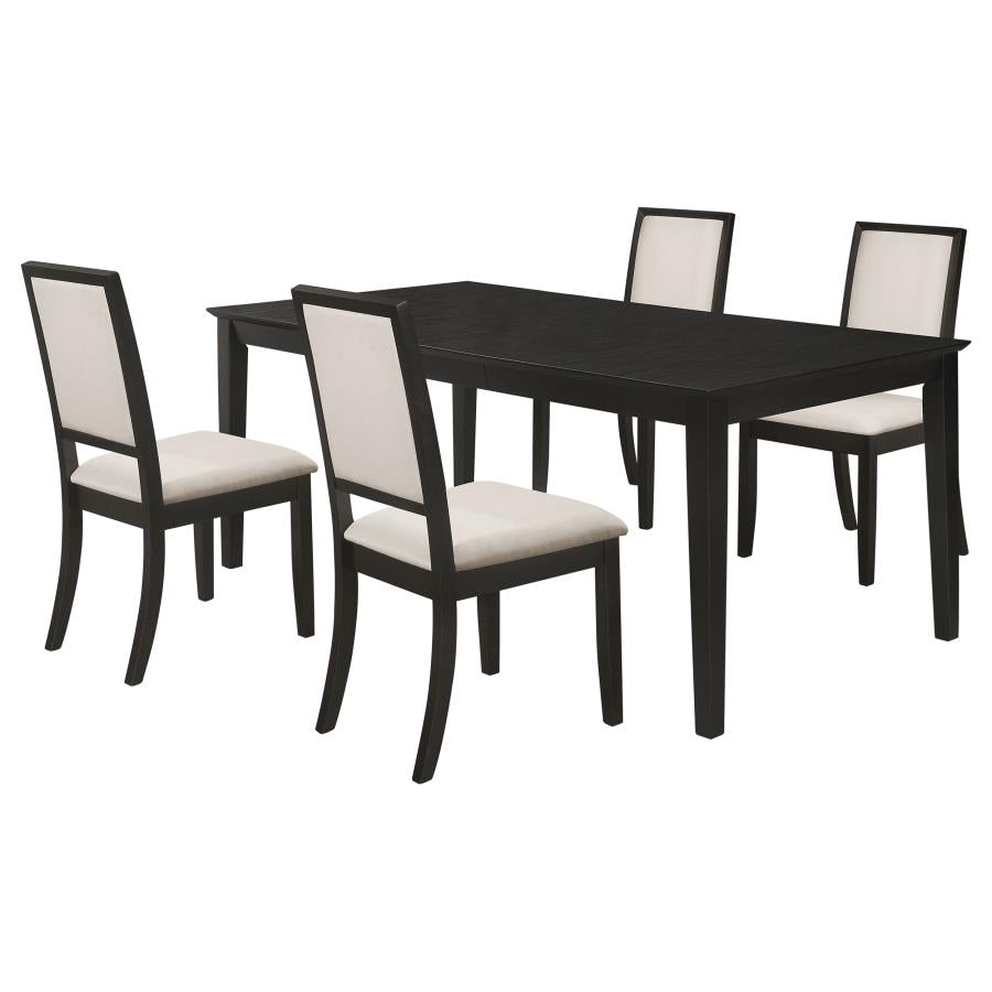 Louise 5 to 7 Piece Rectangular Extension Leaf Dining Set Black