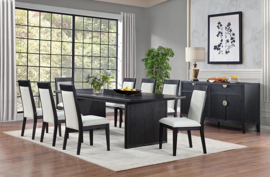 Brookmead Extension Leaf Dining Table Set Black - Venini Furniture 