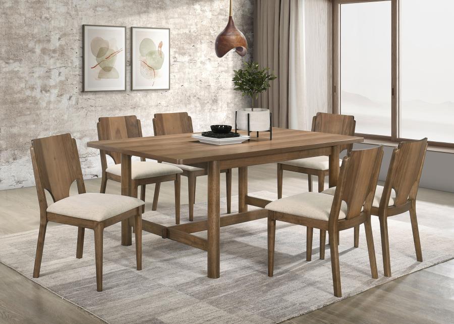 CRESTMORE 7-PIECE RECTANGULAR DINING TABLE SET WALNUT