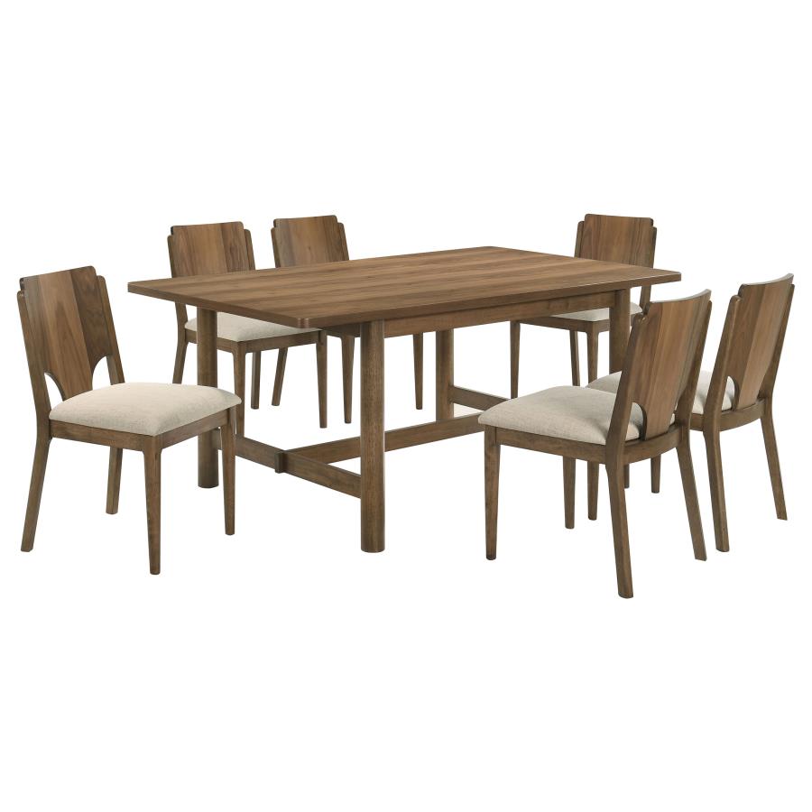 CRESTMORE 7-PIECE RECTANGULAR DINING TABLE SET WALNUT