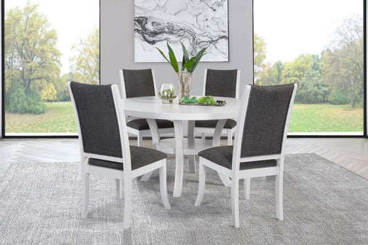 Judd 5 or 7 piece 54-inch Round Wood Dining Table Set Pearl White