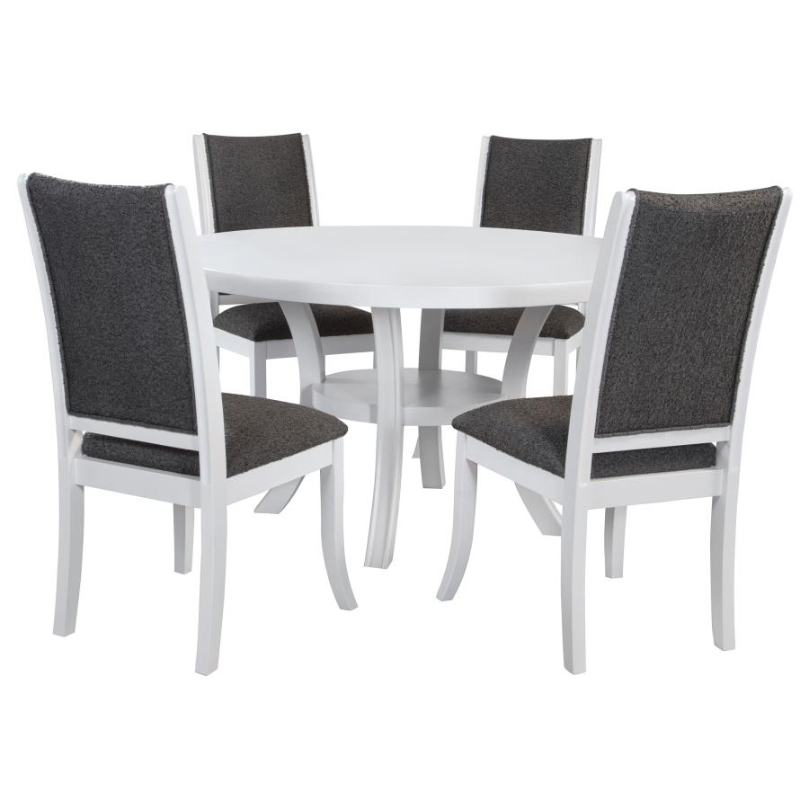 Judd 5 or 7 piece 54-inch Round Wood Dining Table Set Pearl White