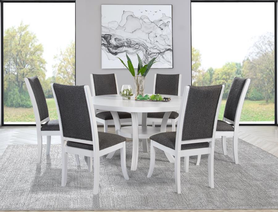 Judd 5 or 7 piece 54-inch Round Wood Dining Table Set Pearl White