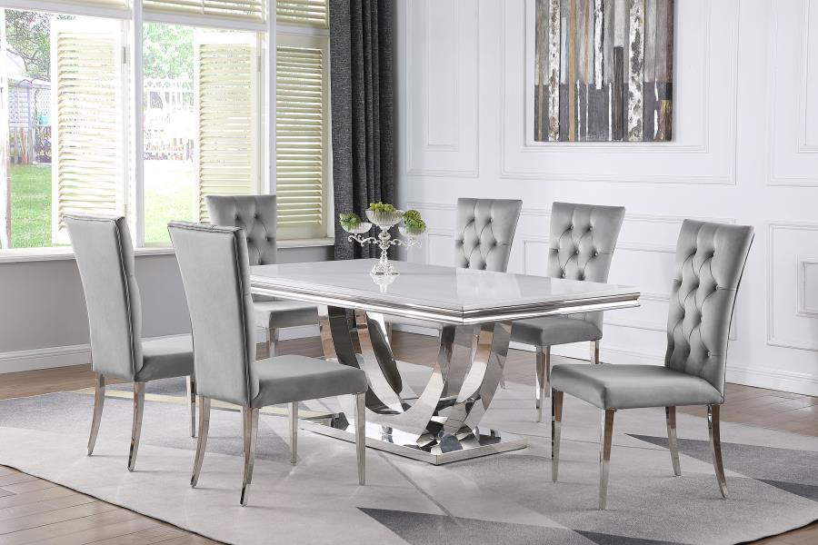 Kerwin Rectangular Dining Table Set Grey and Chrome