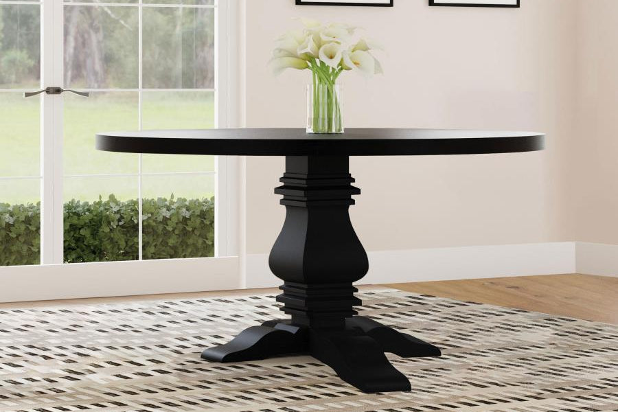 Florence Round 60-inch Pedestal Base Dining Table Black & Honey 115530