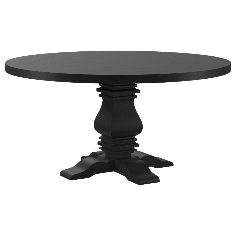 Florence Round 60-inch Pedestal Base Dining Table Black & Honey 115530