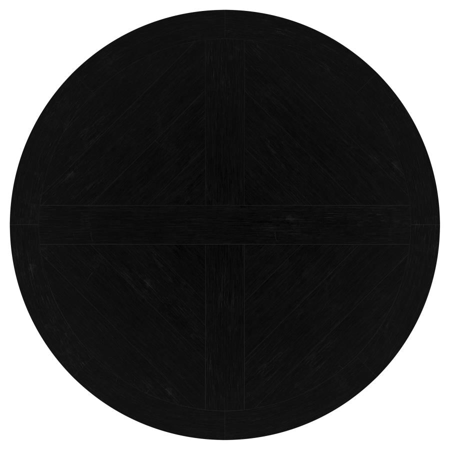 Florence Round 60-inch Pedestal Base Dining Table Black & Honey 115530