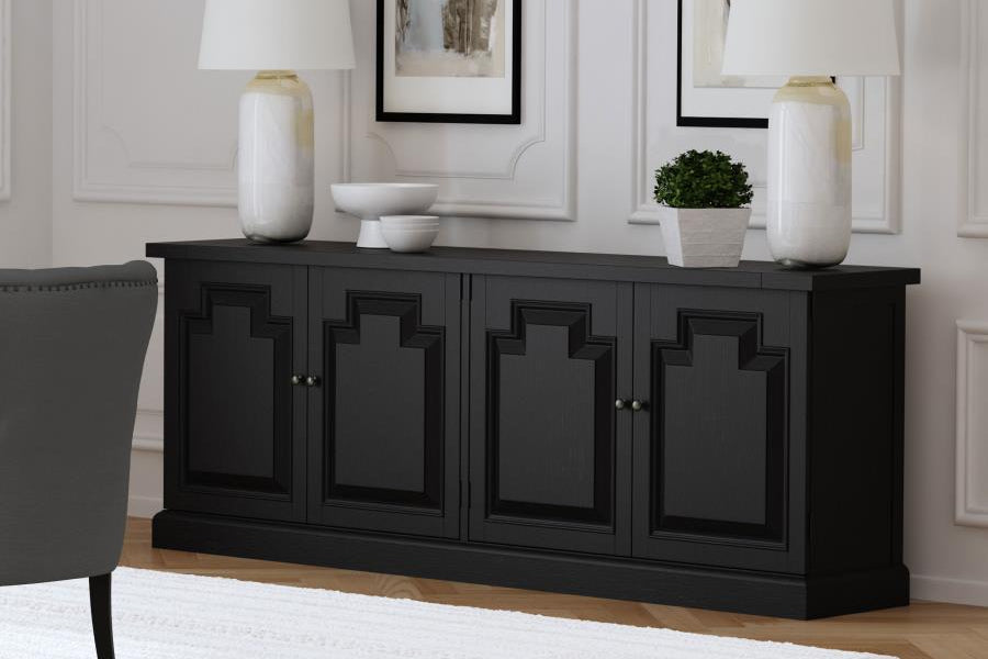 Florence 4-door Dining Sideboard Buffet Distressed Black & Honey 115535