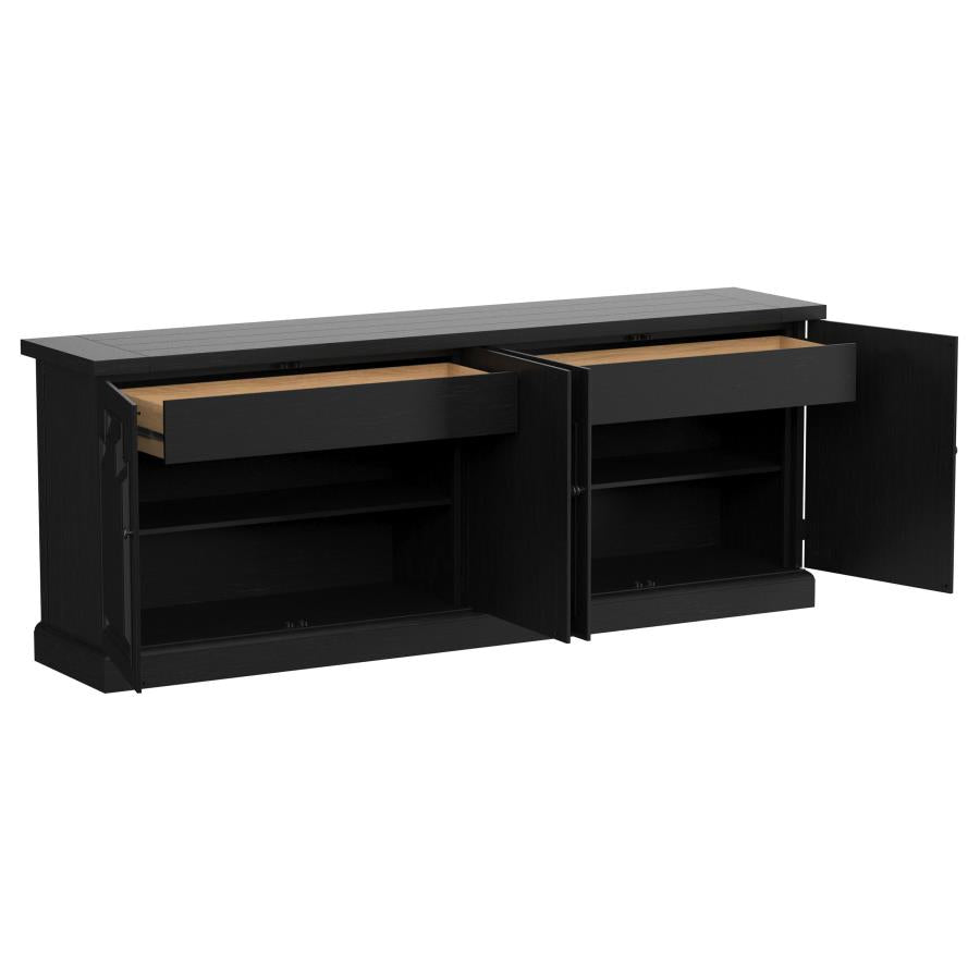 Florence 4-door Dining Sideboard Buffet Distressed Black & Honey 115535