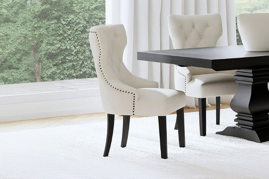 Baney Fabric Upholstered Dining Side Chair Cream and Black 115572