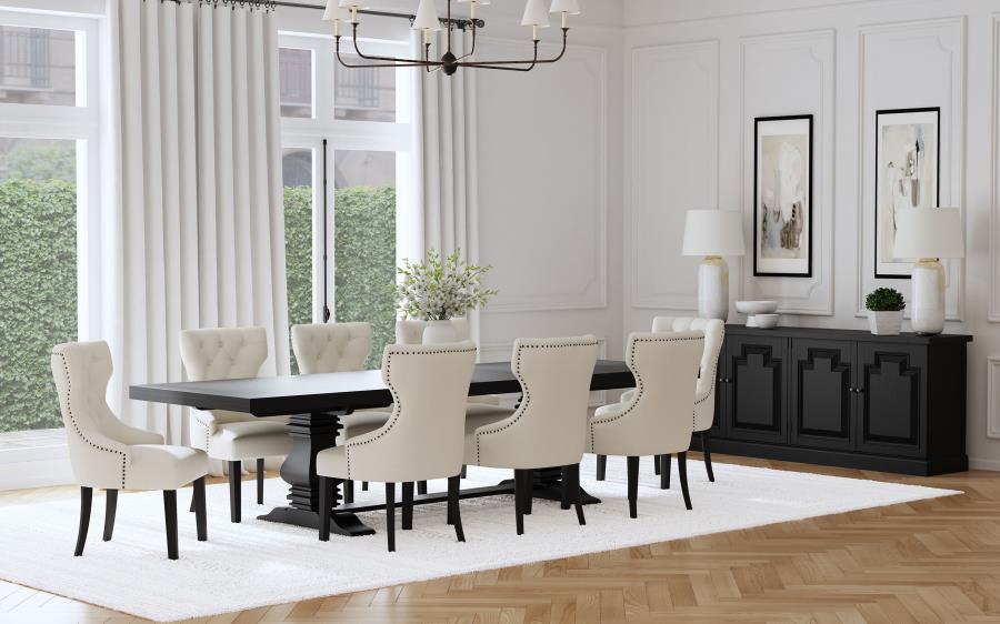 Baney Fabric Upholstered Dining Side Chair Cream and Black 115572