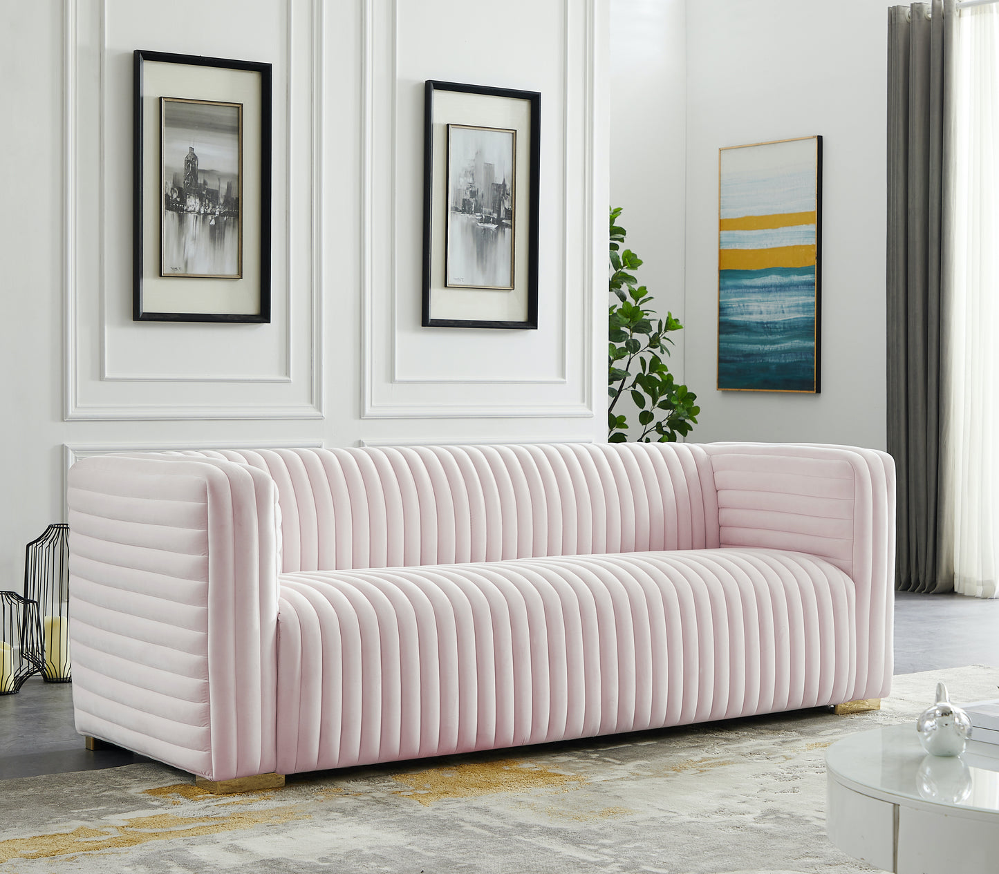 Ravish Velvet Sofa SKU: 640Pink-S
