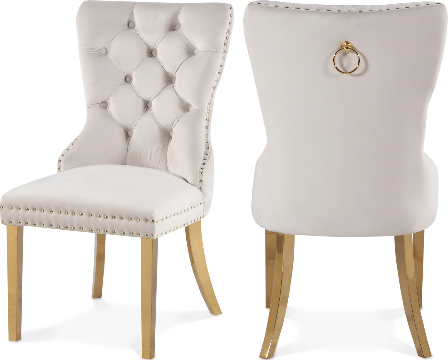 Carmen Velvet Dining Chair SKU: 812Cream-C