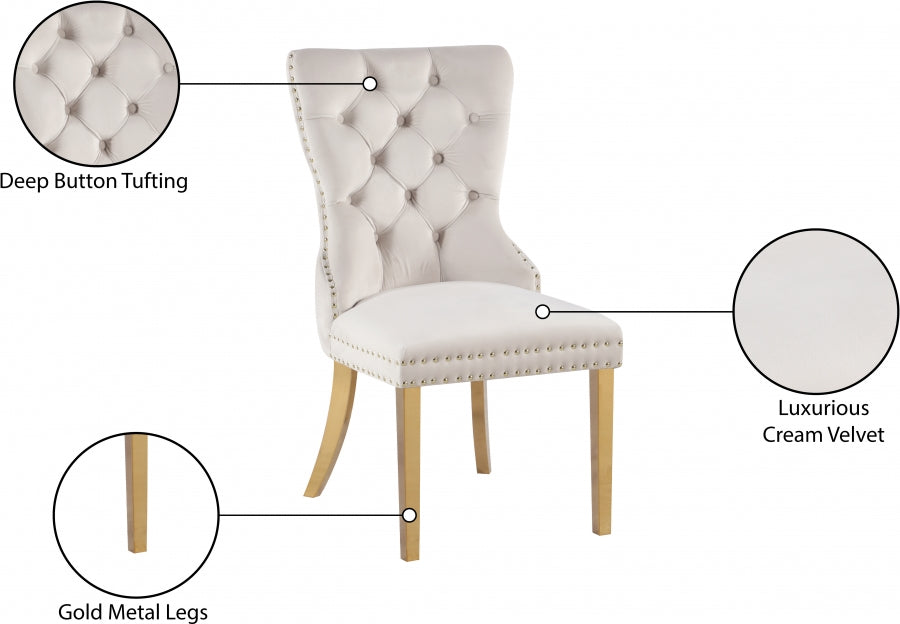 Carmen Velvet Dining Chair SKU: 812Cream-C