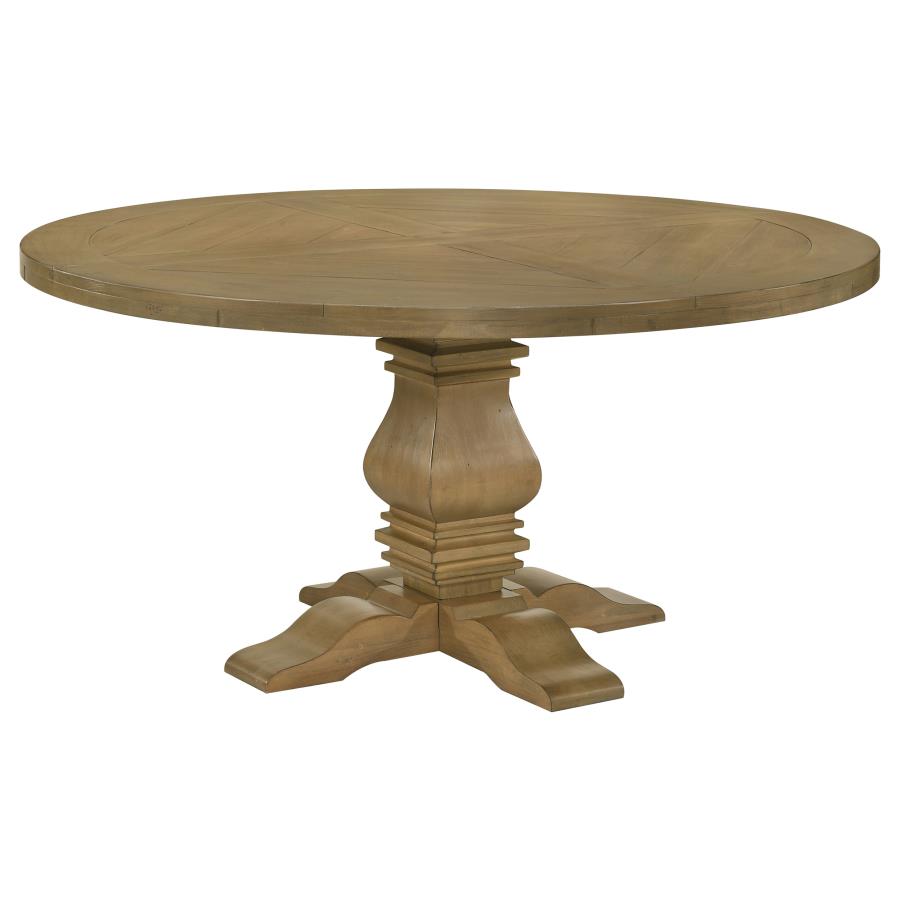Florence Round 60-inch Pedestal Base Dining Table Black & Honey 115530