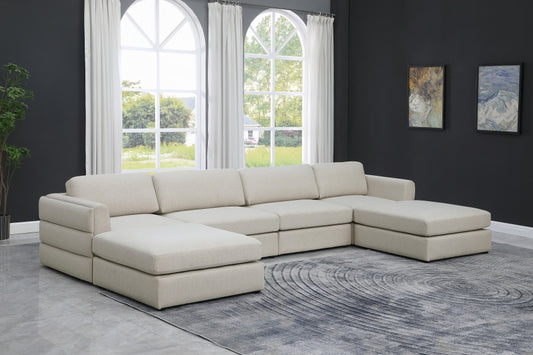 Beckham Linen Textured Modular Sectional SKU: 681Beige-Sec6C