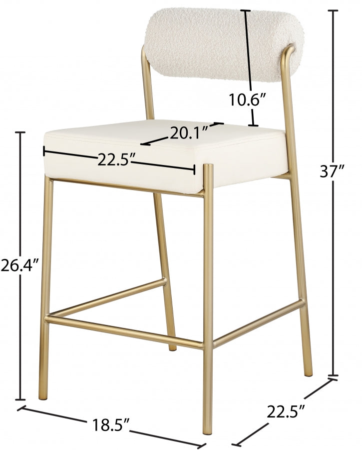 Carly Boucle Fabric & Faux Leather Counter Stool SKU: 587Cream-C